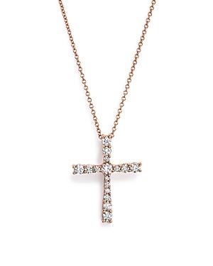 Diamond Cross Pendant Necklace In 14k Rose Gold, .50 Ct. T.w. - 100% Exclusive