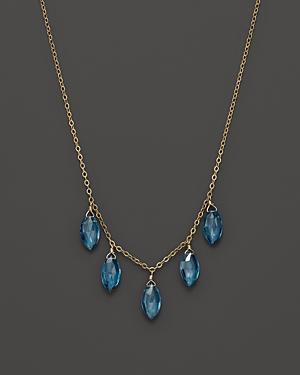 London Blue Topaz Station Necklace In 14k Yellow Gold, 18