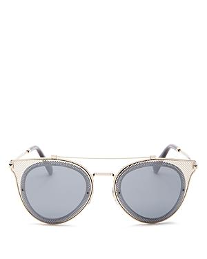 Valentino Mirrored Brow Bar Round Sunglasses, 53mm