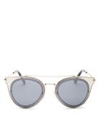 Valentino Mirrored Brow Bar Round Sunglasses, 53mm