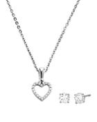 Michael Kors Heart Pendant Necklace & Stud Earrings In 14k Gold-plated Sterling Silver, 14k Rose Gold-plated Sterling Silver Or Sterling Silver Box Set
