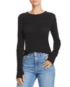Enza Costa Cashmere Fitted Cuffed Long Sleeve Cuffed Crew