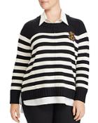 Lauren Ralph Lauren Plus Layered Look Stripe Sweater