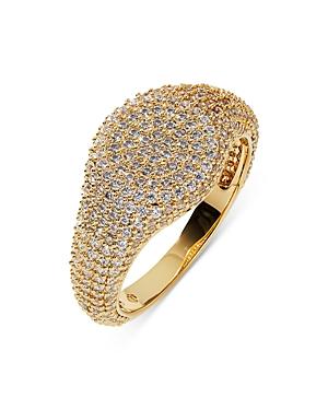 Nadri Pave Signet Ring In 18k Gold Plate
