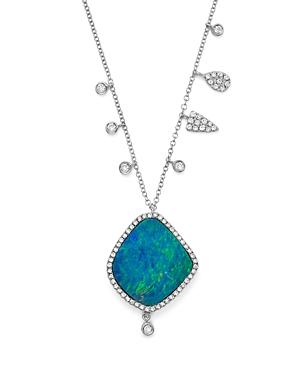 Meira T 14k White Gold Diamond & Opal Pendant Necklace, 18