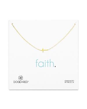 Dogeared Gold Whisper Cross Necklace, 16