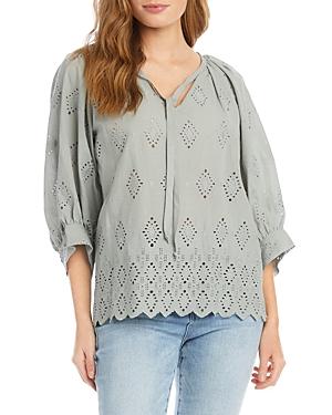 Karen Kane Petites Cotton Eyelet Peasant Top