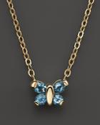 Blue Topaz Butterfly Pendant Necklace In 14k Yellow Gold, 16 - 100% Exclusive