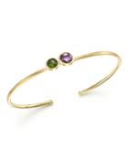 Marco Bicego 18k Yellow Gold Jaipur Skinny Cuff Bracelet With Green Tourmaline And Amethyst