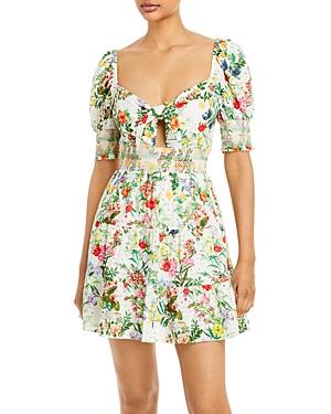 Alice And Olivia Kristie Floral Print Puff Sleeve Mini Dress