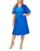 Adrianna Papell Plus Bell Sleeve Pleated Dress