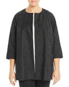 Eileen Fisher Plus Embroidered Open Front Jacket
