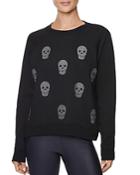 Betsey Johnson Embellished Skull Fleece Sweatshirt
