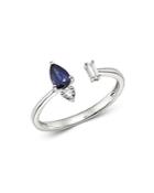 Bloomingdale's Blue Sapphire & Diamond Open Ring In 14k White Gold - 100% Exclusive