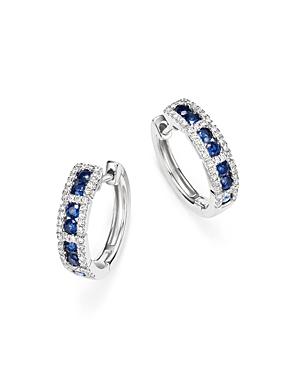 Kc Designs 14k White Gold Diamond & Sapphire Huggie Hoop Earrings