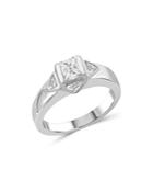 Love And Pride 14k White Gold Princess & Trillion Diamond Engagement Ring