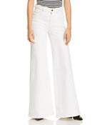 Frame Le Palazzo Braided-waist Wide-leg Jeans In Blanc