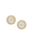 Ippolita 18k Yellow Gold Lollipop Mother-of-pearl & Rock Crystal Doublet & Diamond Stud Earrings
