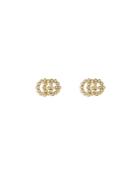 Gucci 18k Yellow Gold Running G Diamond Stud Earrings