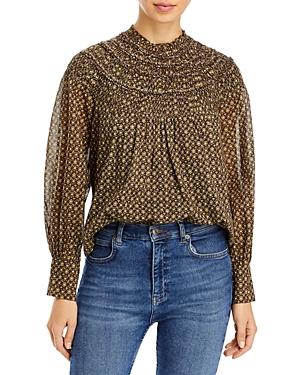 Rebecca Taylor Printed Ruched Top
