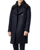 The Kooples Wool Blend Leather Collar Coat