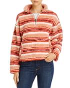Roxy Quarter-zip Striped Fleece Sweatshirt