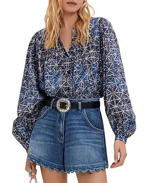 Maje Cotik Printed Cotton Blouse