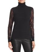C By Bloomingdale's Lace Sleeve Turtleneck Cashmere Sweater - 100% Exclusive