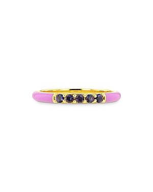 Rachel Reid 14k Yellow Gold & Enamel Iolite Ring