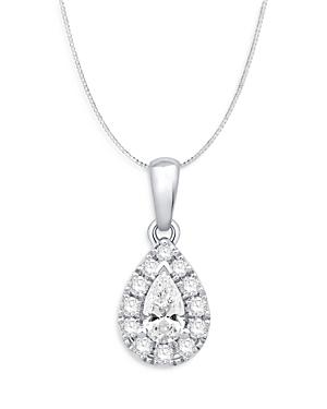 Bloomingdale's Diamond Pear Shaped Halo Pendant Necklace In 14k White Gold, 0.30 Ct. T.w. - 100% Exclusive