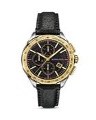 Versace Collection Glaze Black Leather Watch, 44mm