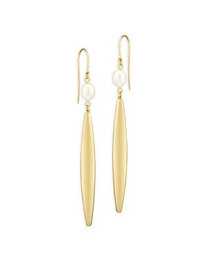 Bloomingdale's Freshwater Pearl Flat Oval Drop Earrings In 14k Yellow Gold - 100% Exclusive