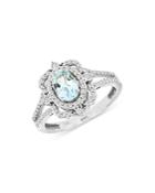 Bloomingdale's Aquamarine & Diamond Art Deco Ring In 14k White Gold - 100% Exclusive
