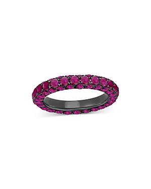 Graziela Gems 18k White Gold & Dark Rhodium Ruby Three Sided Band