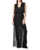 Herve Leger Draped Fringe Maxi Top