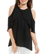 Vince Camuto Crossover Ruffle Cold Shoulder Top