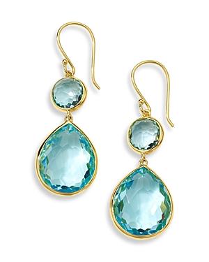 Ippolita 18k Yellow Gold Rock Candy Blue Topaz Double Drop Earrings