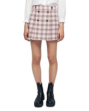 Maje Jalisa Plaid Pleated Mini Skirt