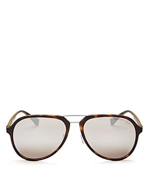 Prada Men's Mirrored Polarized Brow Bar Aviator Sunglasses, 58mm