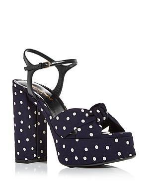 Saint Laurent Women's Bianca Node High Block Heel Platform Sandals