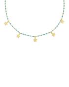 Adina's Jewels Star Charm Green Beaded Choker Necklace, 12.5-14.5