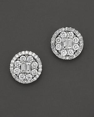 Diamond Pave Earrings In 18 Kt. White Gold; 1.0 Ct. T.w.