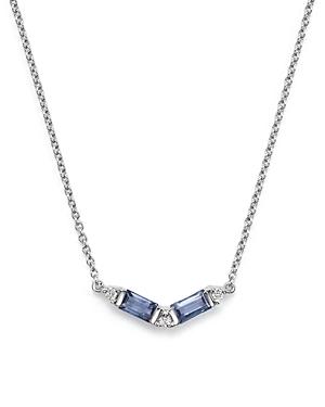 Dana Rebecca Designs 14k White Gold Kristen Kylie Necklace With Light Blue Sapphire And Diamonds, 16