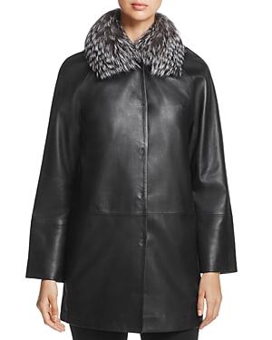 Maximilian Furs Saga Fox Fur-collar Leather Jacket - 100% Exclusive
