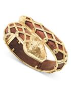 Capucine De Wolf Serpentina Pave & Teak Bangle Bracelet In 18k Gold Plate