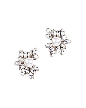 Deepa By Deepa Gurnani Sahana Cubic Zirconia & Imitation Pearl Cluster Drop Earrings