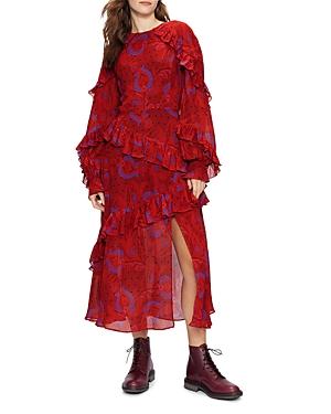 Ted Baker Printed Ruffle Trim Dress