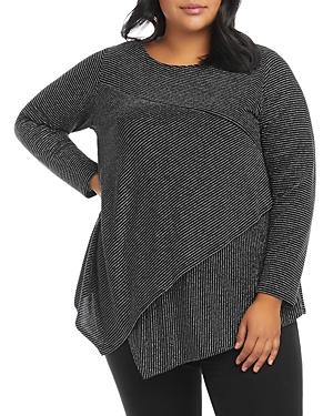 Karen Kane Plus Asymmetric Metallic Stripe Top