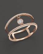 Diamond Double Row Ring With Cluster Center In 14k Rose Gold, .20 Ct. T.w.