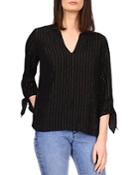 Michael Michael Kors Metallic Stripe Tie Sleeve Top